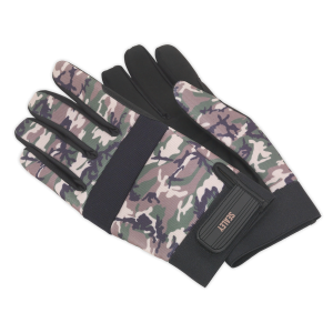 Sealey - Mechanic's Gloves Padded Palm Camo - Large, MG795L