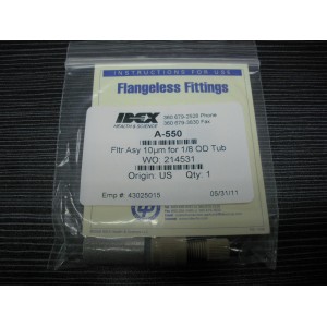 IDEX, UPCHURCH, A-550,FILTER, INLET, BOTTOM-OF-THE-BOTTLE, 10μm, FOR 1/8 IN OD