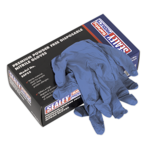 Sealey - Premium Powder Free Disposable Nitrile Gloves Large Pack of 100, SSP55L