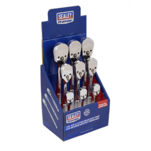 Sealey - Ratchet Wrenches 1/4", 3/8" & 1/2"Sq Drive Pear-Head Flip Reverse Display Box of 9, AK6672DB ***IN STOCK***