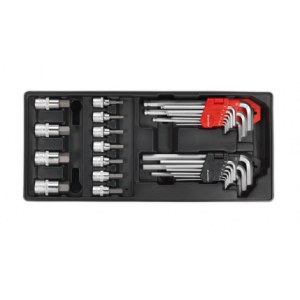Sealey - Tool Tray with Hex/Ball-End Hex Keys & Socket Bit Set 29pc, TBT07 ***IN STOCK***